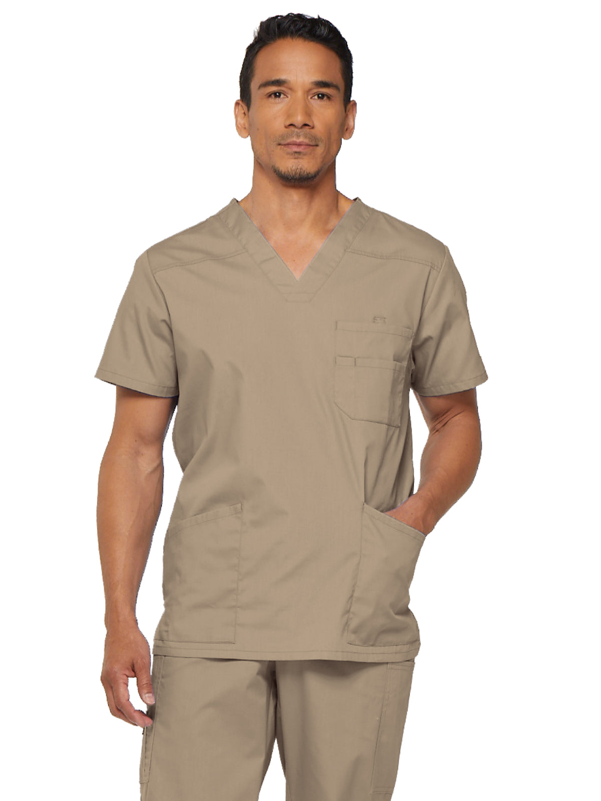 Men's 5-Pocket V-Neck Scrub Top - 81906 - Dark Khaki