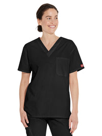 Unisex 1-Pocket Tuckable V-Neck Top - 83706 - Black