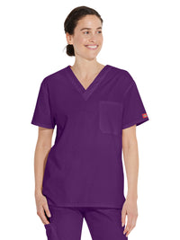 Unisex 1-Pocket Tuckable V-Neck Top - 83706 - Eggplant