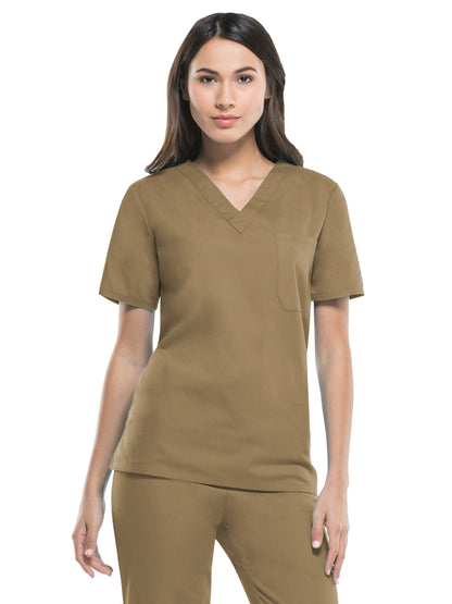 Unisex 1-Pocket Tuckable V-Neck Top - 83706 - Dark Khaki