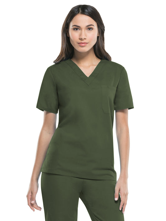 Unisex 1-Pocket Tuckable V-Neck Top - 83706 - Olive