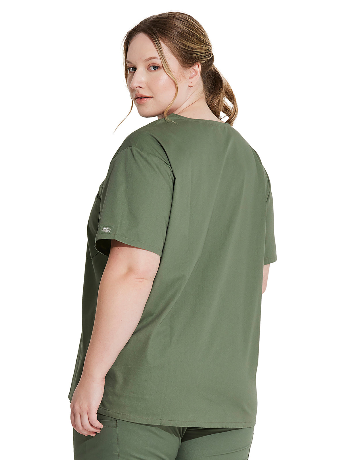 Unisex 1-Pocket Tuckable V-Neck Top - 83706 - Olive