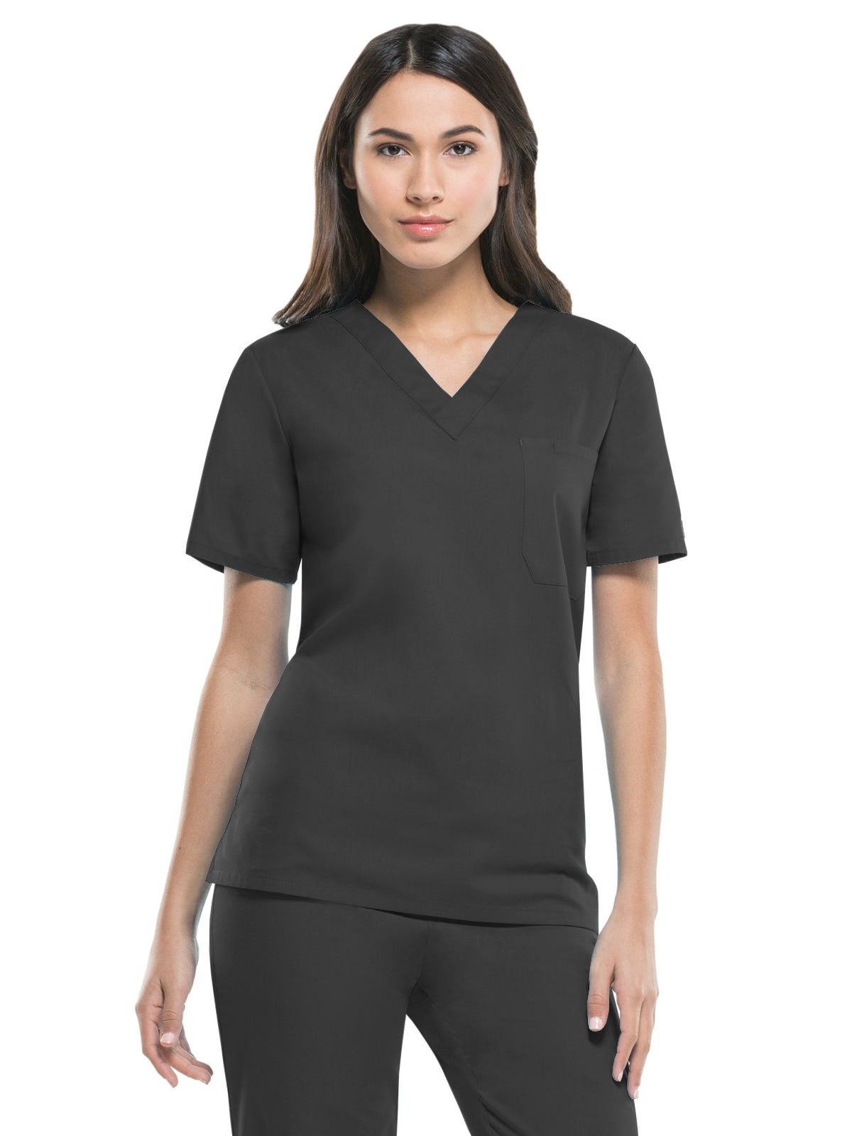 Unisex 1-Pocket Tuckable V-Neck Top - 83706 - Pewter