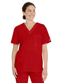 Unisex 1-Pocket Tuckable V-Neck Top - 83706 - Red