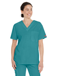 Unisex 1-Pocket Tuckable V-Neck Top - 83706 - Teal Blue