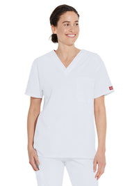Unisex 1-Pocket Tuckable V-Neck Top - 83706 - White