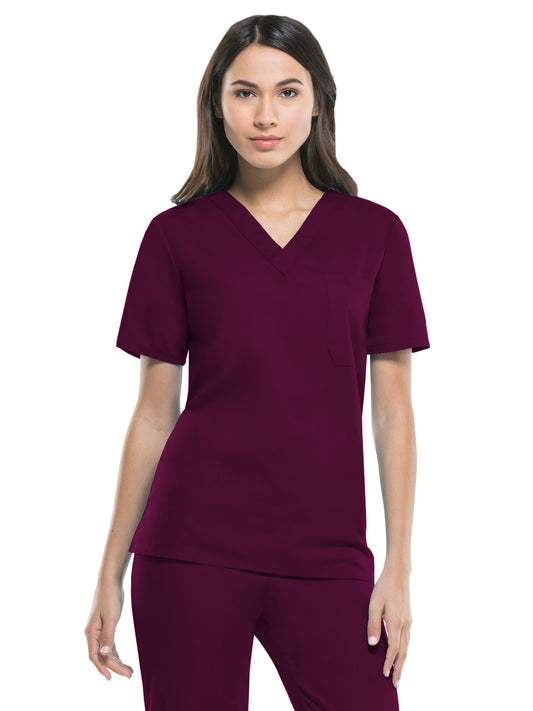 Unisex 1-Pocket Tuckable V-Neck Top - 83706 - Wine