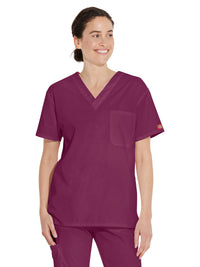 Unisex 1-Pocket Tuckable V-Neck Top - 83706 - Wine