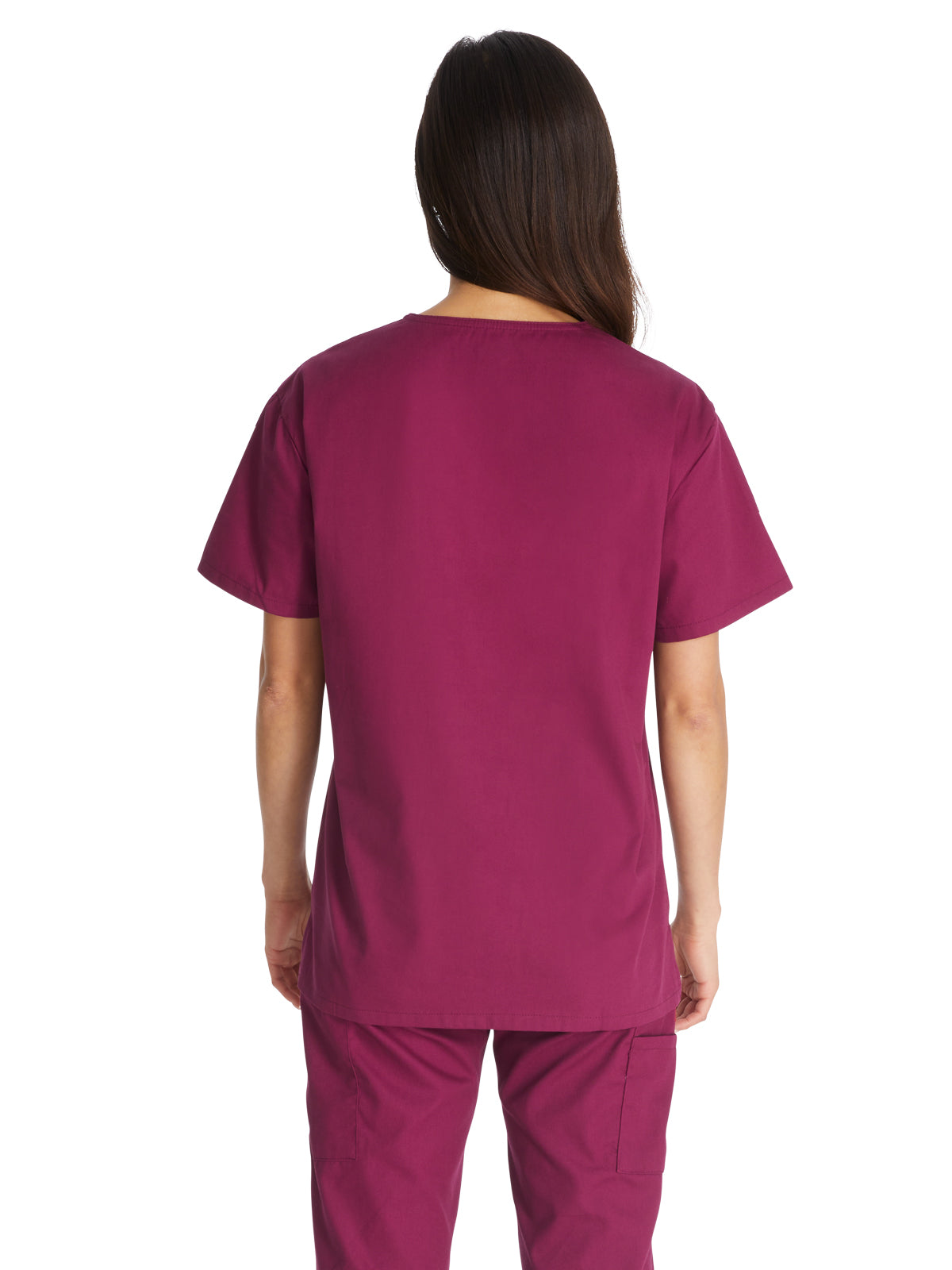 Unisex 1-Pocket Tuckable V-Neck Top - 83706 - Wine