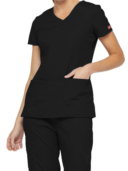 Women's 6-Pocket V-Neck Scrub Top - 85906 - Black