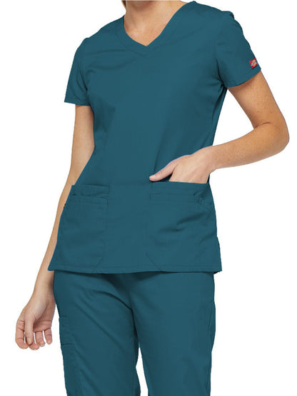 Women's 6-Pocket V-Neck Scrub Top - 85906 - Caribbean Blue