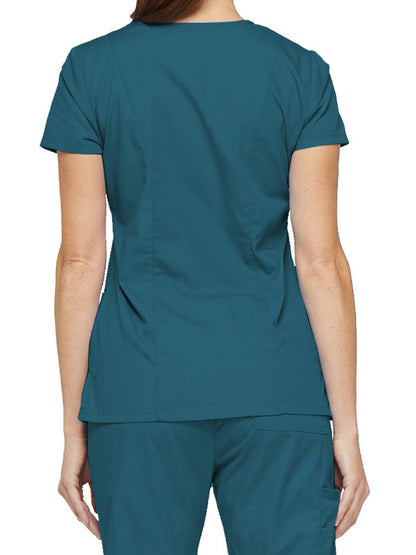 Women's 6-Pocket V-Neck Scrub Top - 85906 - Caribbean Blue