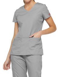 Women's 4-Pocket V-Neck Top - 85906 - Grey