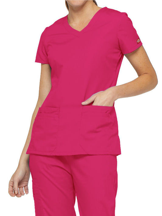 Women's 6-Pocket V-Neck Scrub Top - 85906 - Hot Pink