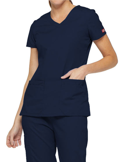 Women's 6-Pocket V-Neck Scrub Top - 85906 - Navy