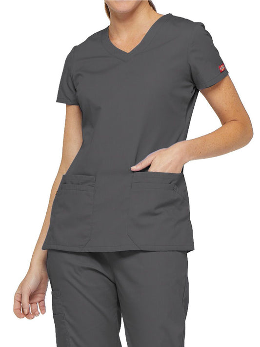 Women's 6-Pocket V-Neck Scrub Top - 85906 - Pewter