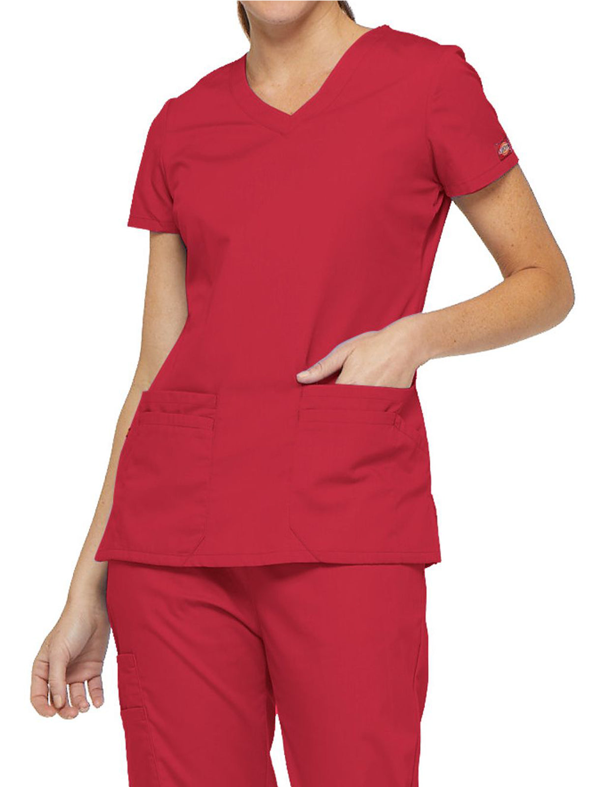 Women's 6-Pocket V-Neck Scrub Top - 85906 - Red