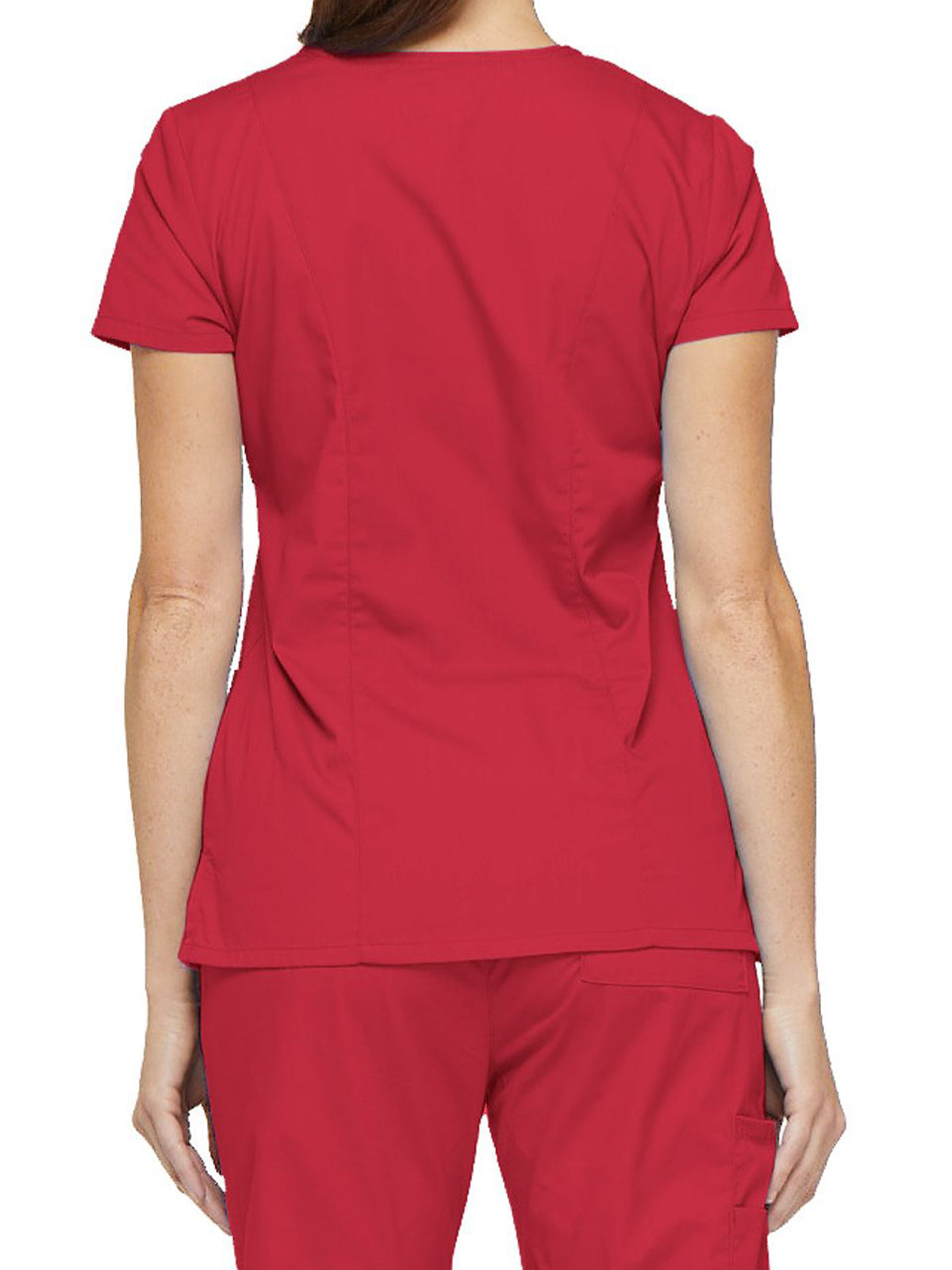 Women's 6-Pocket V-Neck Scrub Top - 85906 - Red