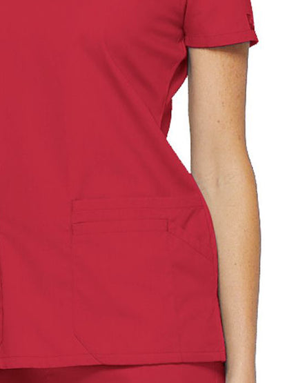 Women's 6-Pocket V-Neck Scrub Top - 85906 - Red