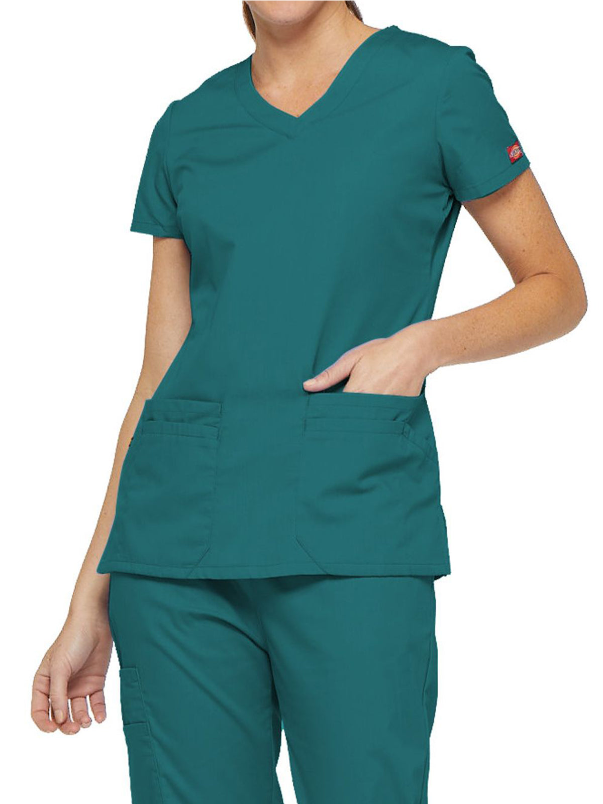 Women's 6-Pocket V-Neck Scrub Top - 85906 - Teal Blue