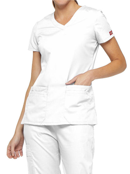 Women's 6-Pocket V-Neck Scrub Top - 85906 - White