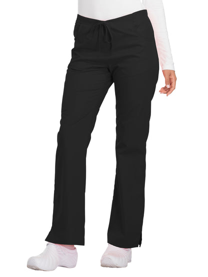 Women's Mid Rise Drawstring Cargo Pant - 86206 - Black