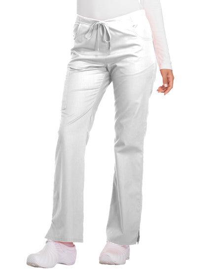 Women's Mid Rise Drawstring Cargo Pant - 86206 - White