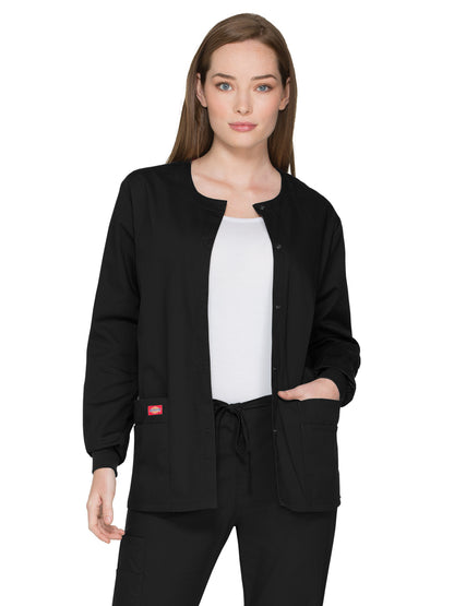 Women's 6-Pocket Snap Front Warm-Up Jacket - 86306 - Black