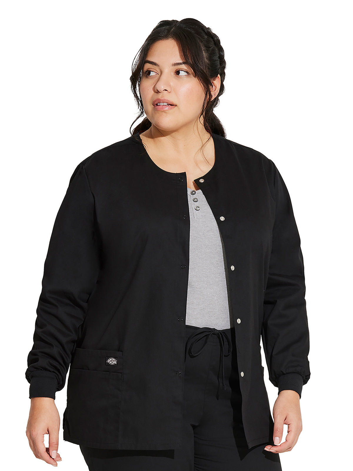 Women's 6-Pocket Snap Front Warm-Up Jacket - 86306 - Black