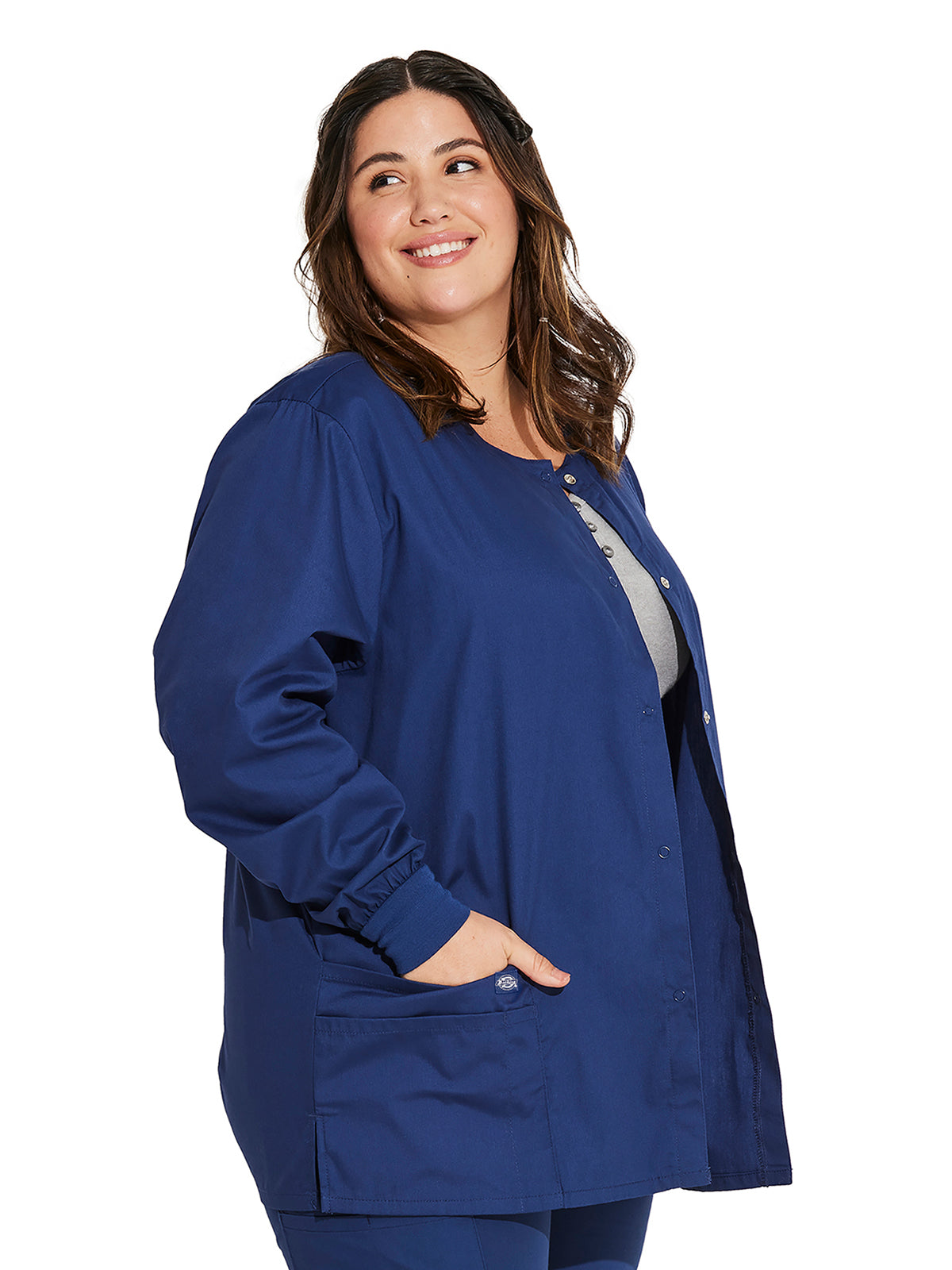 Women's 6-Pocket Snap Front Warm-Up Jacket - 86306 - Navy