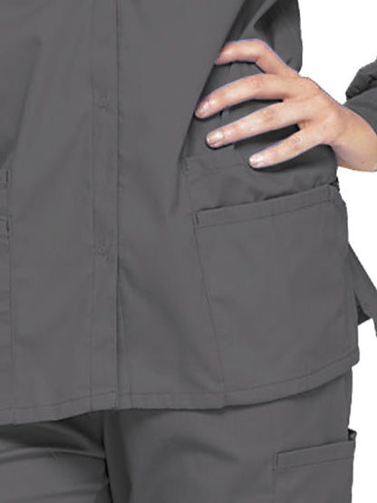 Women's 6-Pocket Snap Front Warm-Up Jacket - 86306 - Pewter