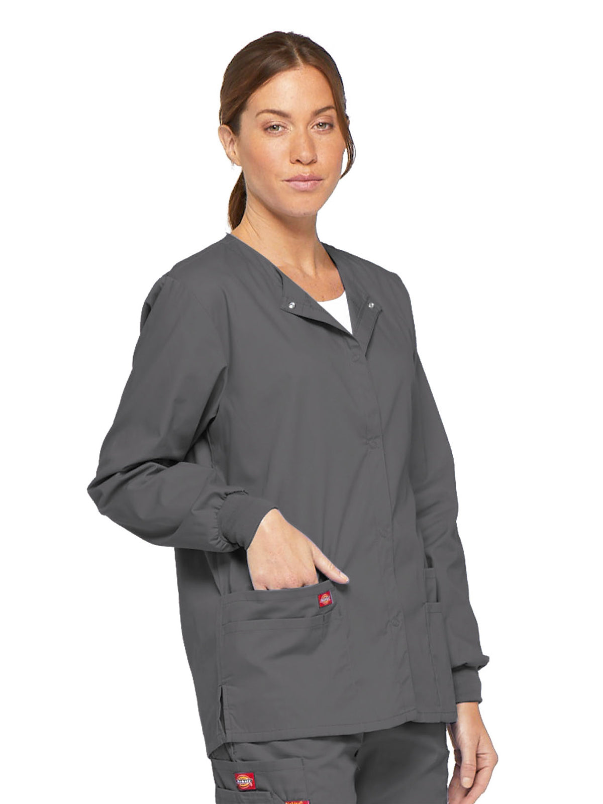 Women's 6-Pocket Snap Front Warm-Up Jacket - 86306 - Pewter