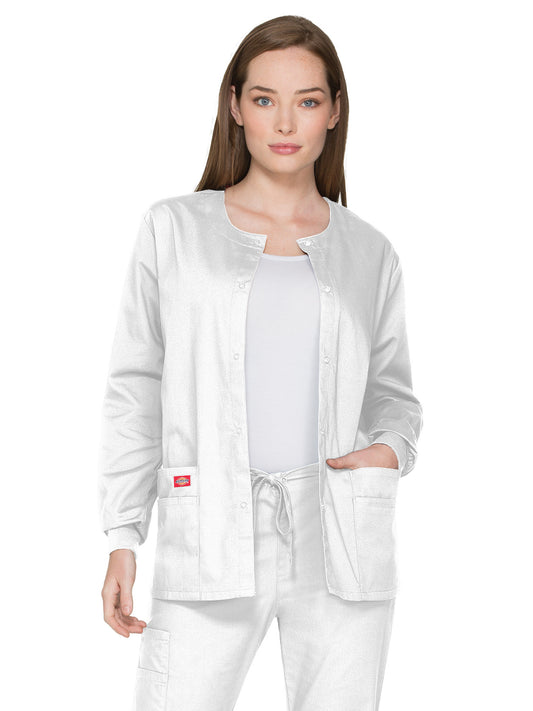 Women's 6-Pocket Snap Front Warm-Up Jacket - 86306 - White