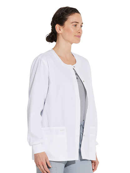 Women's 6-Pocket Snap Front Warm-Up Jacket - 86306 - White