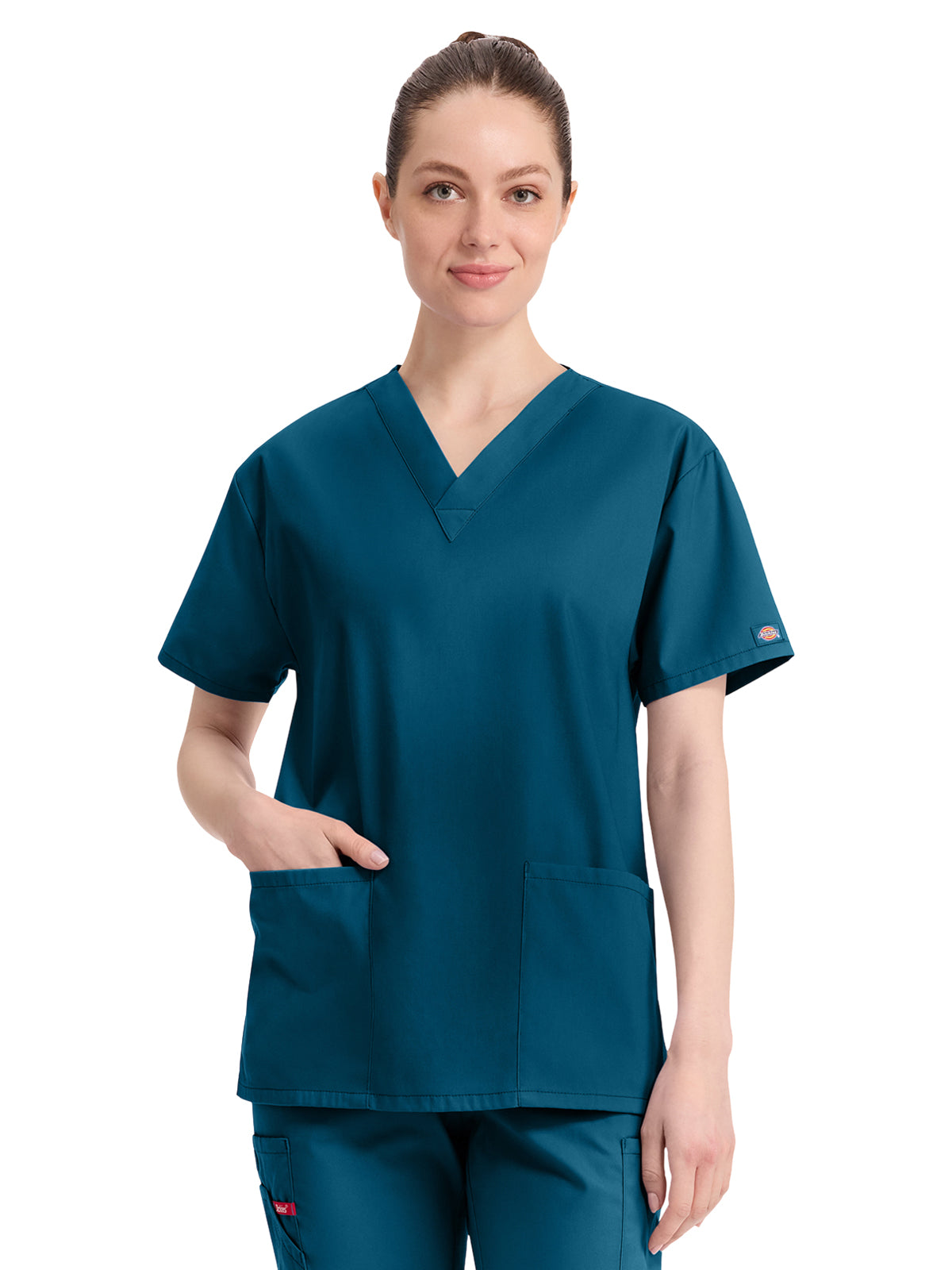 Women's 3-Pocket V-Neck Top - 86706 - Caribbean Blue