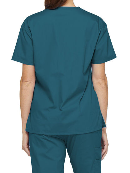 Women's 2-Pocket V-Neck Scrub Top - 86706 - Caribbean Blue