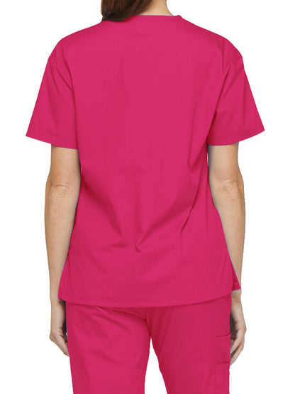 Women's 2-Pocket V-Neck Scrub Top - 86706 - Hot Pink