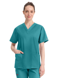 Women's 3-Pocket V-Neck Top - 86706 - Teal Blue
