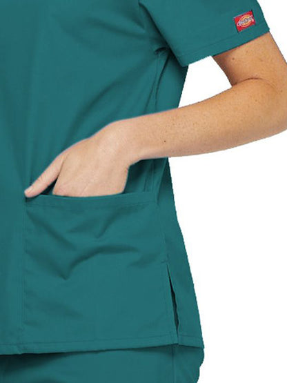 Women's 2-Pocket V-Neck Scrub Top - 86706 - Teal Blue