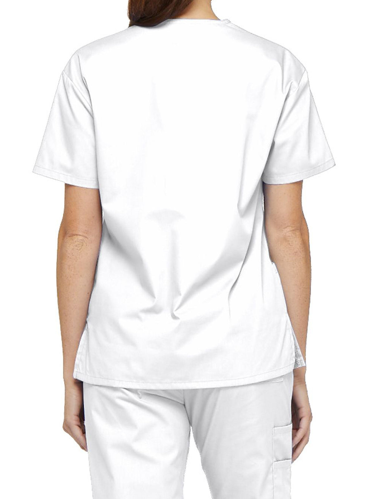 Women's 2-Pocket V-Neck Scrub Top - 86706 - White