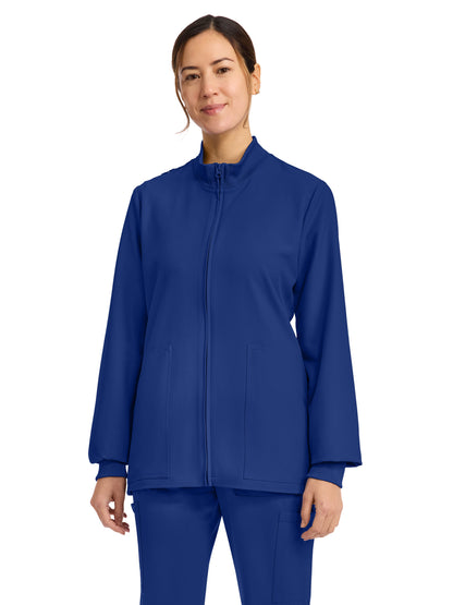Women's 2-Pocket Zip Up Scrub Jacket - CK00013A - Galaxy Blue