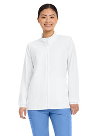 Women's 2-Pocket Zip Up Scrub Jacket - CK00013A - White