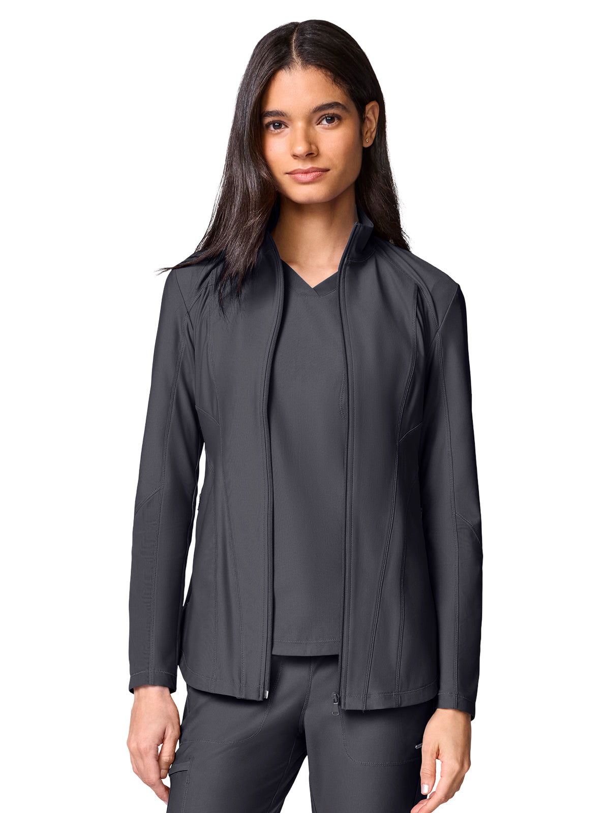 Women's 2-Pocket Full Zip Jacket - CK00032 - Pewter