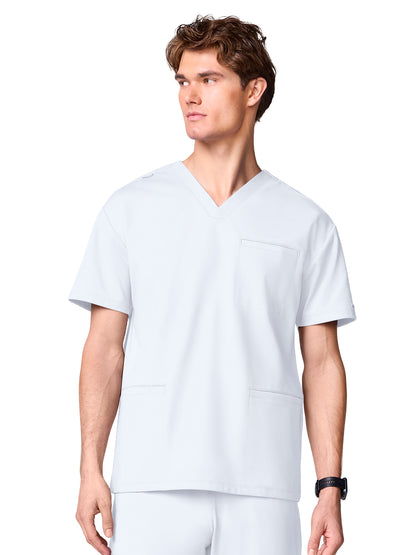 Men's 3-Pocket V-Neck Scrub Top - CK00037 - White