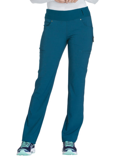 Women's 4-Pocket Mid Rise Scrub Pant - CK002 - Caribbean Blue