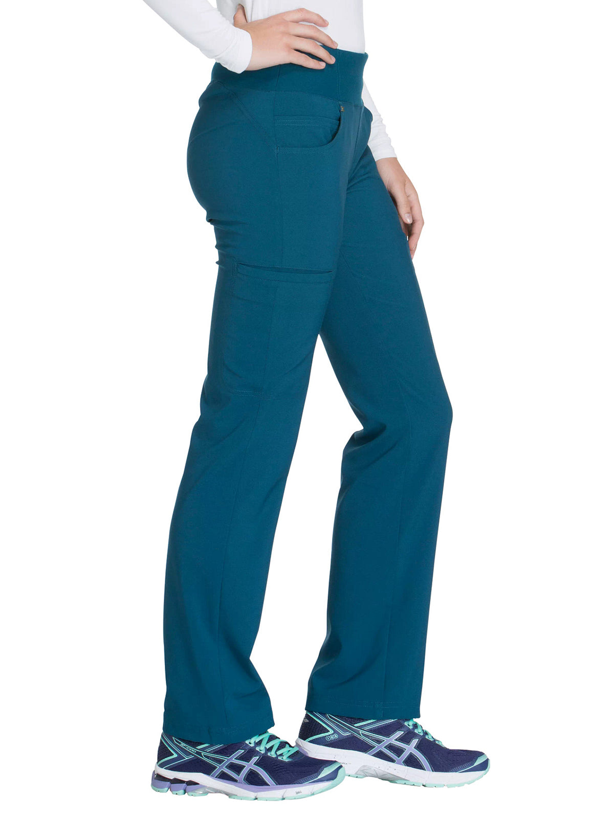 Women's 4-Pocket Mid Rise Scrub Pant - CK002 - Caribbean Blue