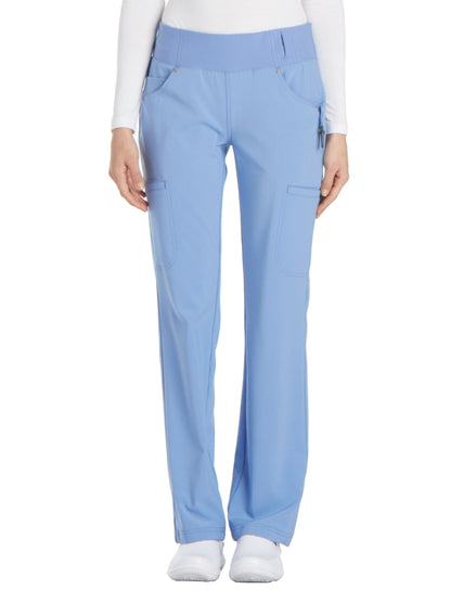 Women's 4-Pocket Mid Rise Scrub Pant - CK002 - Ciel Blue