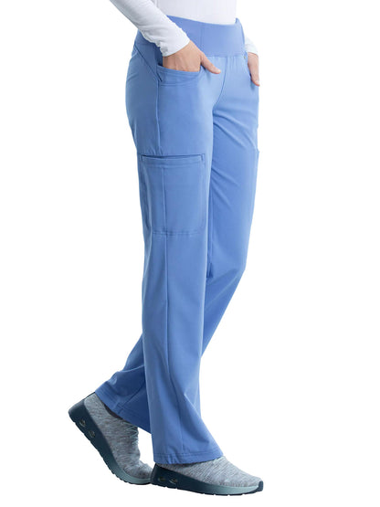 Women's 4-Pocket Mid Rise Scrub Pant - CK002 - Ciel Blue