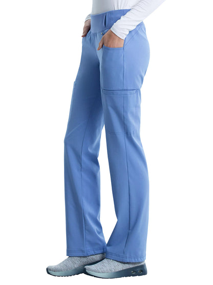 Women's 4-Pocket Mid Rise Scrub Pant - CK002 - Ciel Blue