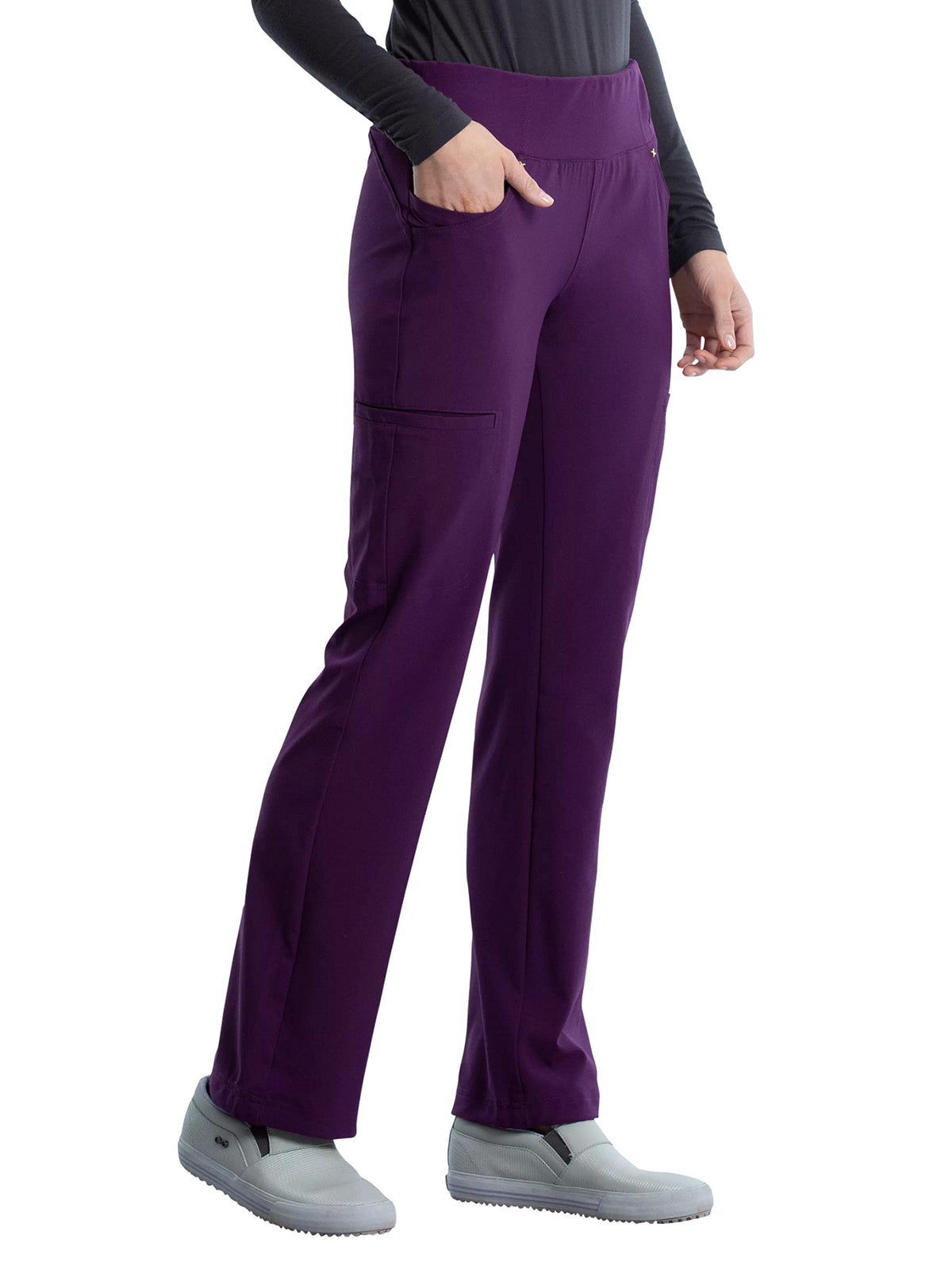 Women's 4-Pocket Mid Rise Scrub Pant - CK002 - Eggplant